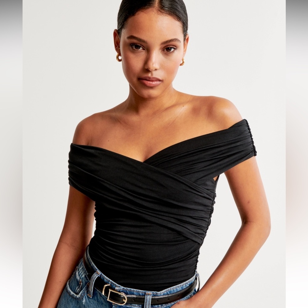 Off the shoulder ruched bodysuit